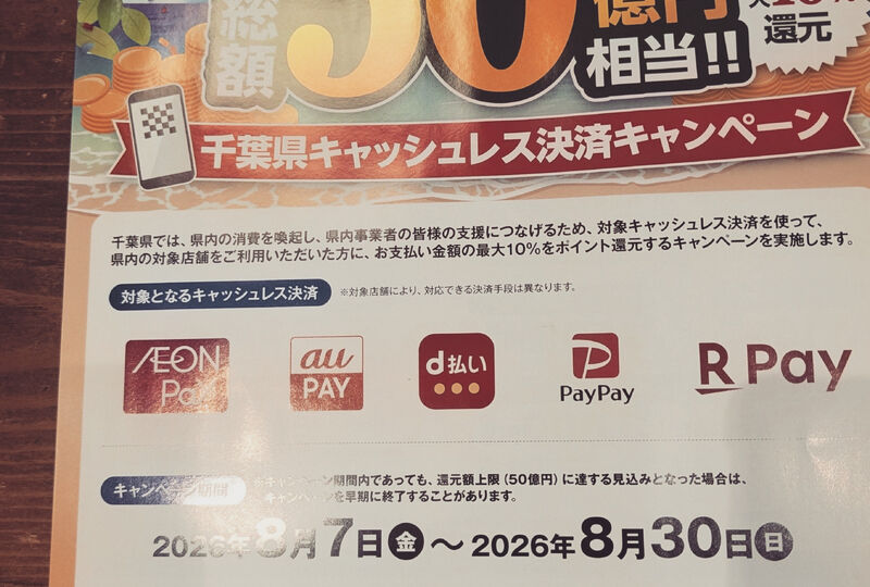 画像20539：千葉県キャッシュレス決済キャンペーン！